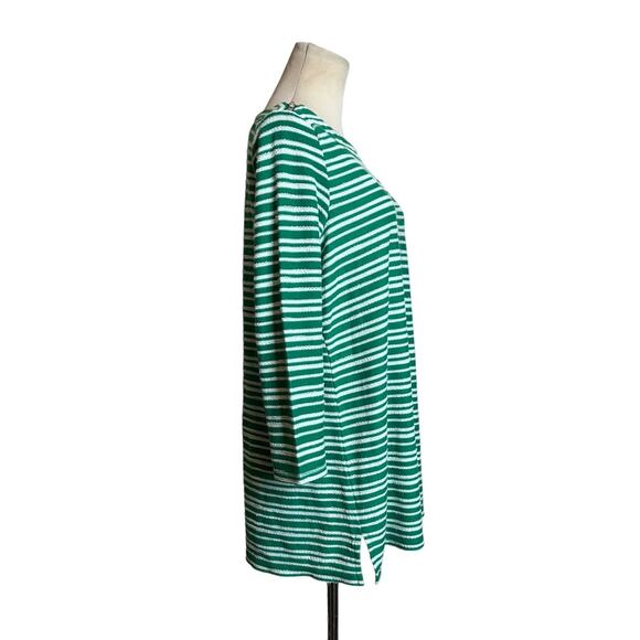 Liz Claiborne green stripes long sleeves knit tunic top size Medium - Picture 4 of 11